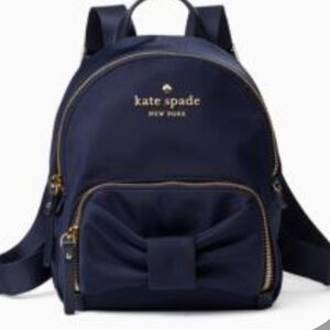  Kate Spade New York Mini Backpack Ribbon Bag in navy blue nylon. 